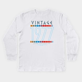 43rd Birthday T-Shirt - Vintage 1977 Kids Long Sleeve T-Shirt